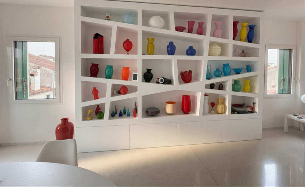 Vicenza – Libreria A Nido D&Amp;Apos;Ape In Nobilitato Bianco Con Rivestimento In Krion Glacier White In Solid Surface Gp Design Vicenza.